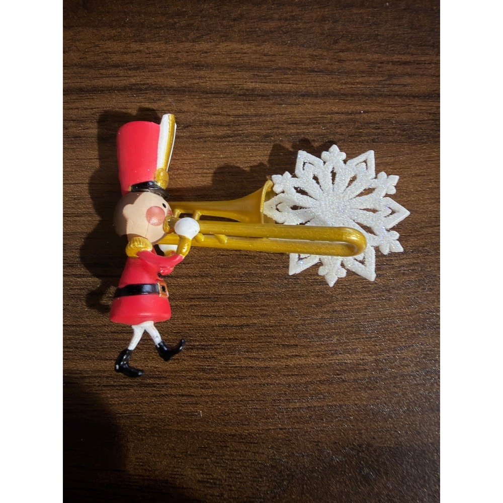 Hallmark Keepsake Terrific Trombone Christmas Ornament Toy Soldier Snowflake Red